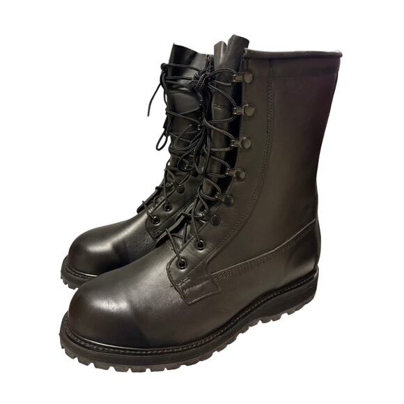 VTG  Men’s 9.5 Never Worn Military Cold/Wet Weather Combat Boots Black Leather - Picture 1 of 12